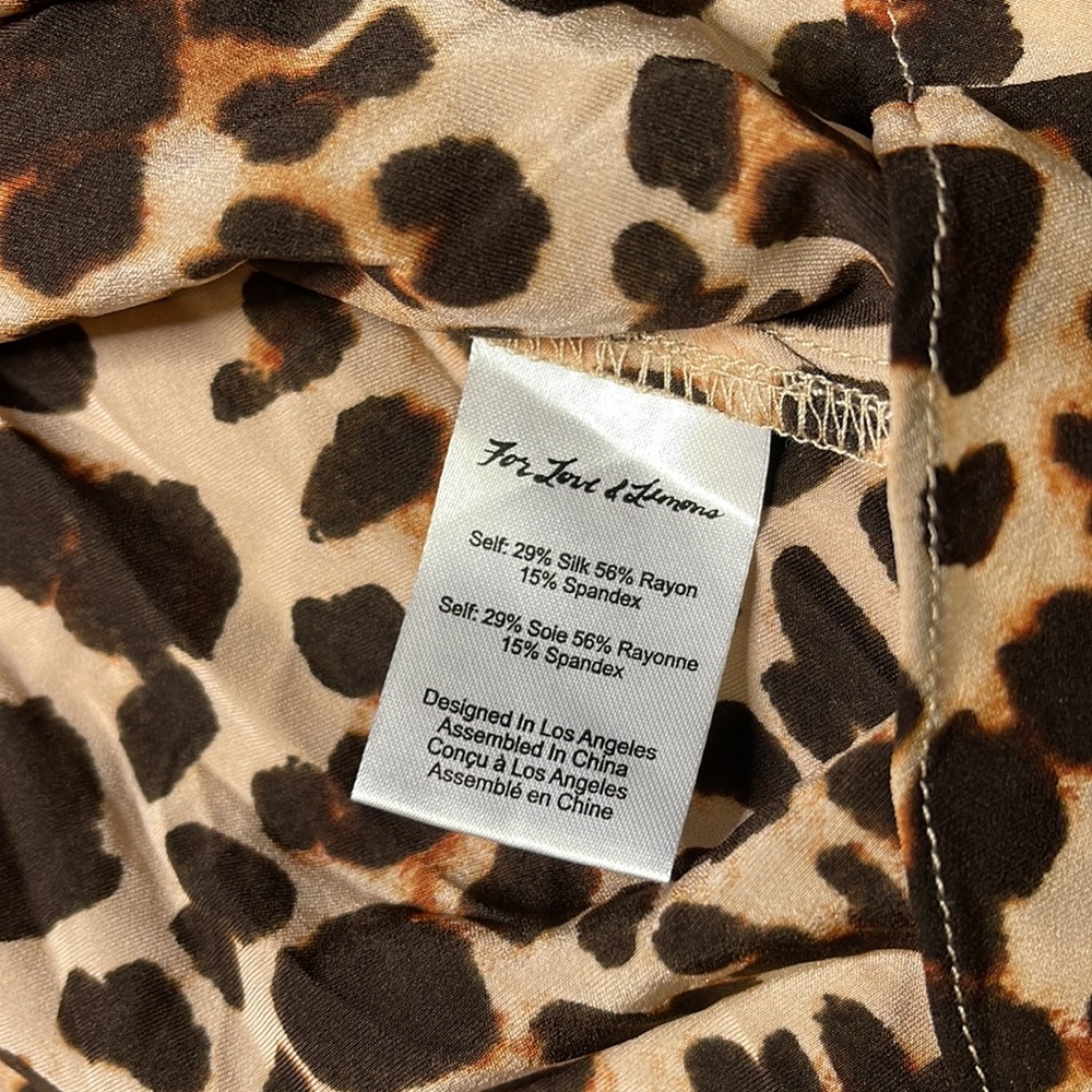 For Love & Lemons Leo Keyhole Silk Blend Cheetah Print Long Sleeve Dress NWT XS - Picture 10 of 10
